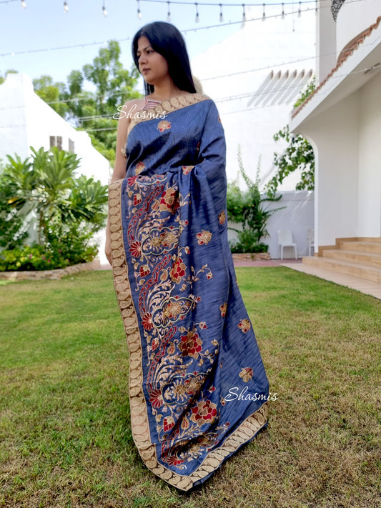 Grey Silk Saree