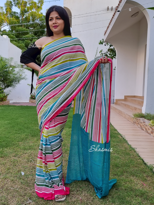 Lining Multi color Georgette Saree