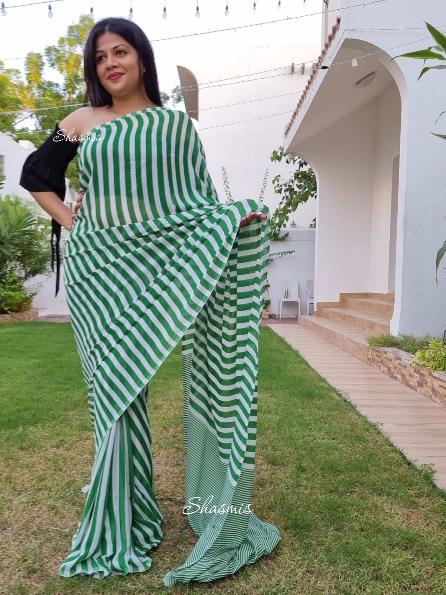 Green Lining Georgette Saree