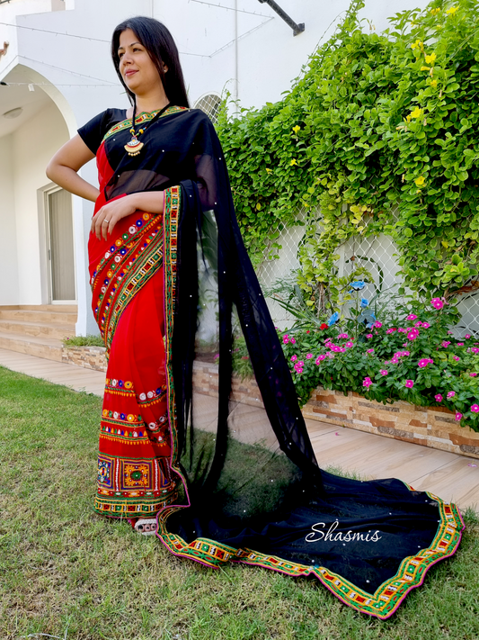 Multicolor embroidery georgette Saree
