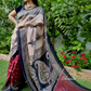 Maroon Tussar silk Saree