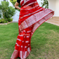 Red and Silver Organza Silk Saree