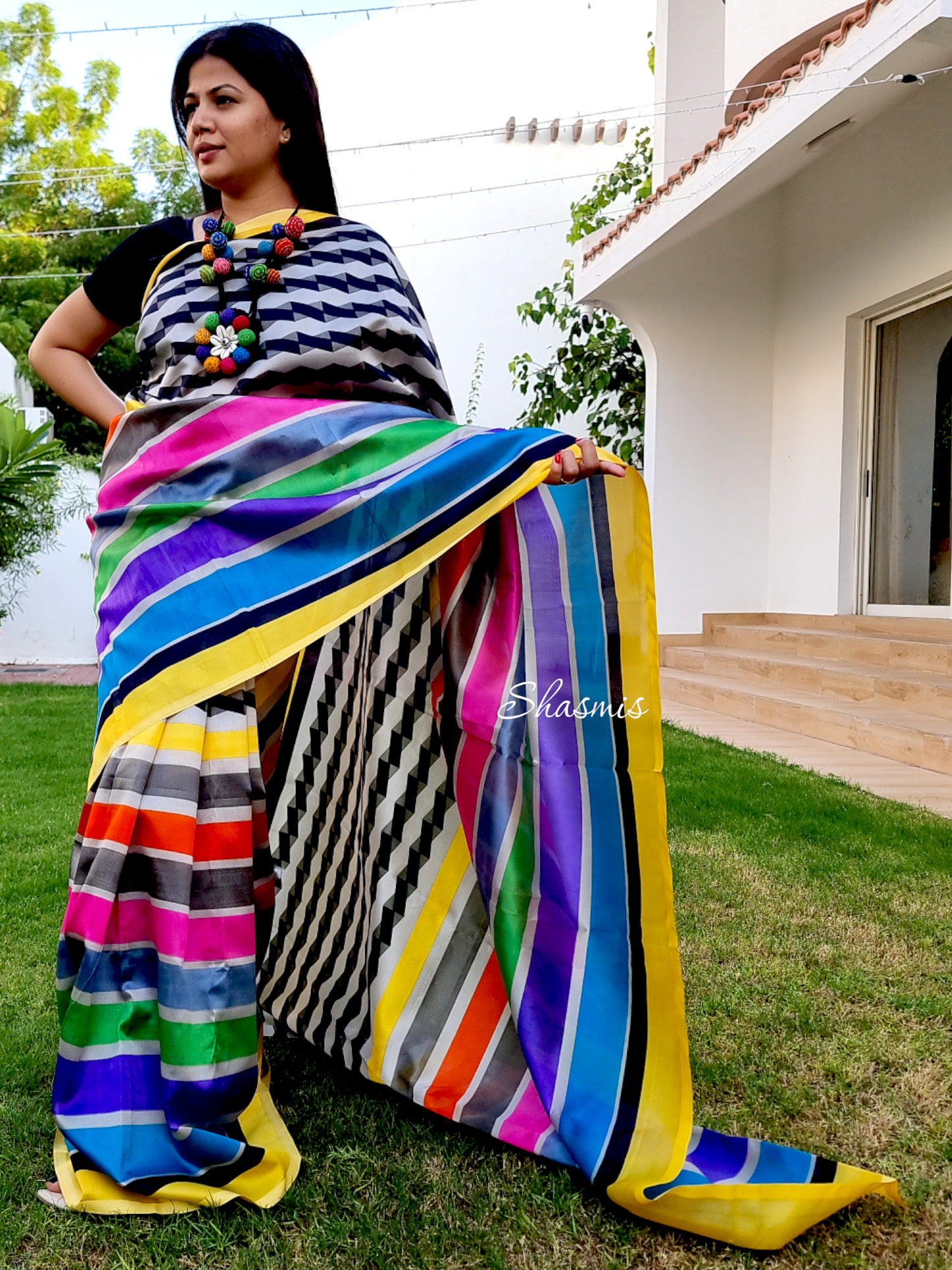 Multi color Satin Georgette Saree