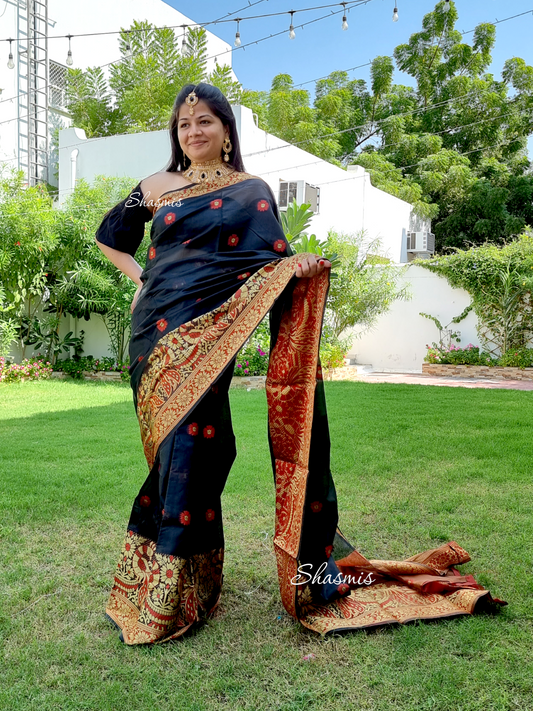 Black Color Banarasi Zari Saree
