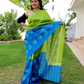 Blue and Green Color Linen Saree