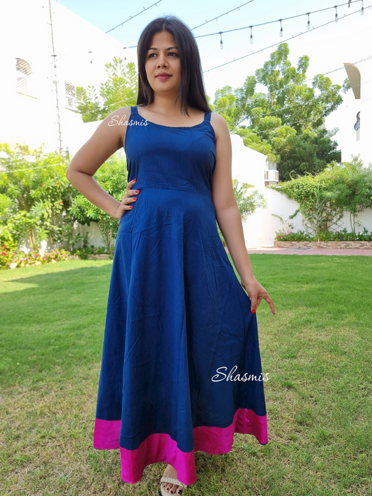 Blue and Megenta Cotton Gown size 44