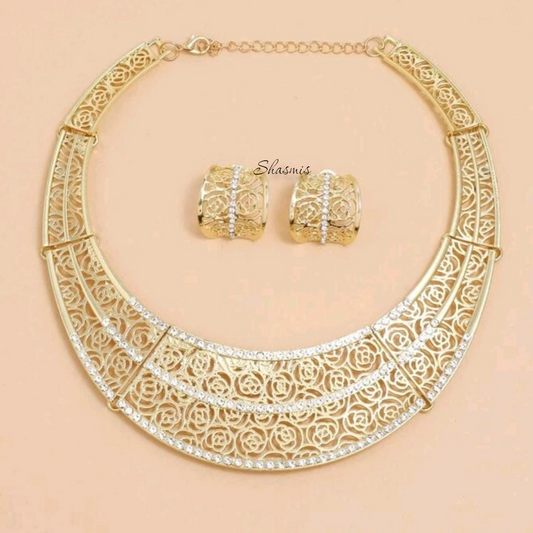 Golden Choker Statement Necklace