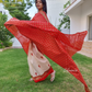 Red and Off White Color Satin Silk Saree