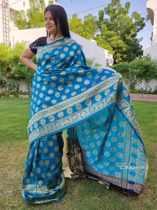 Rama Blue Zari Saree