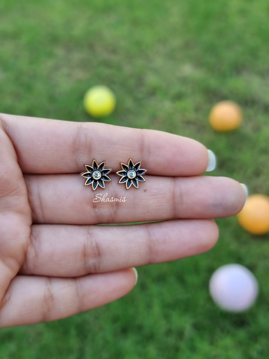 Black Colro Flower Design Earrings For Kids, Packed In Gift Box