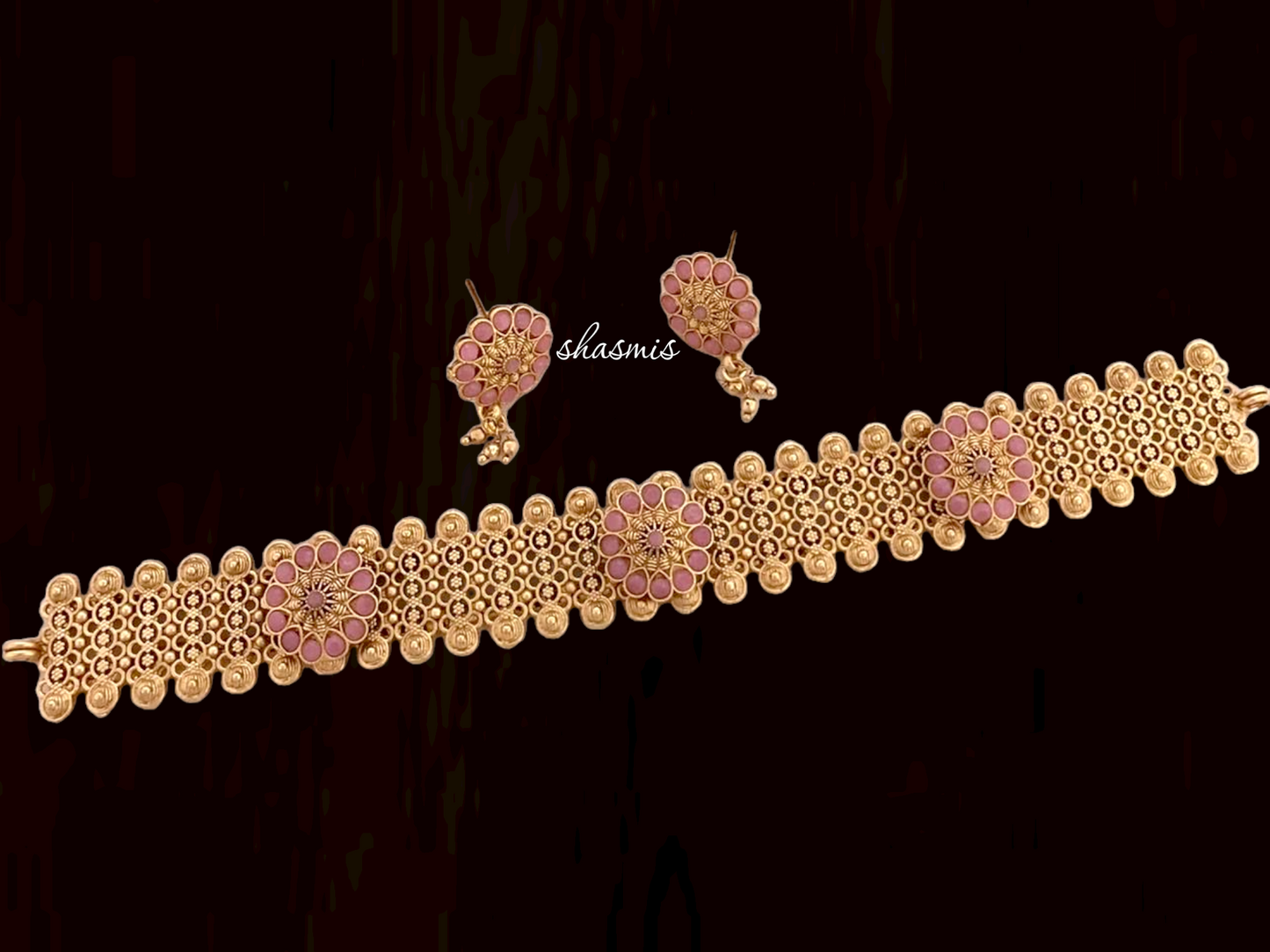 Baby Pink Statement Choker Set
