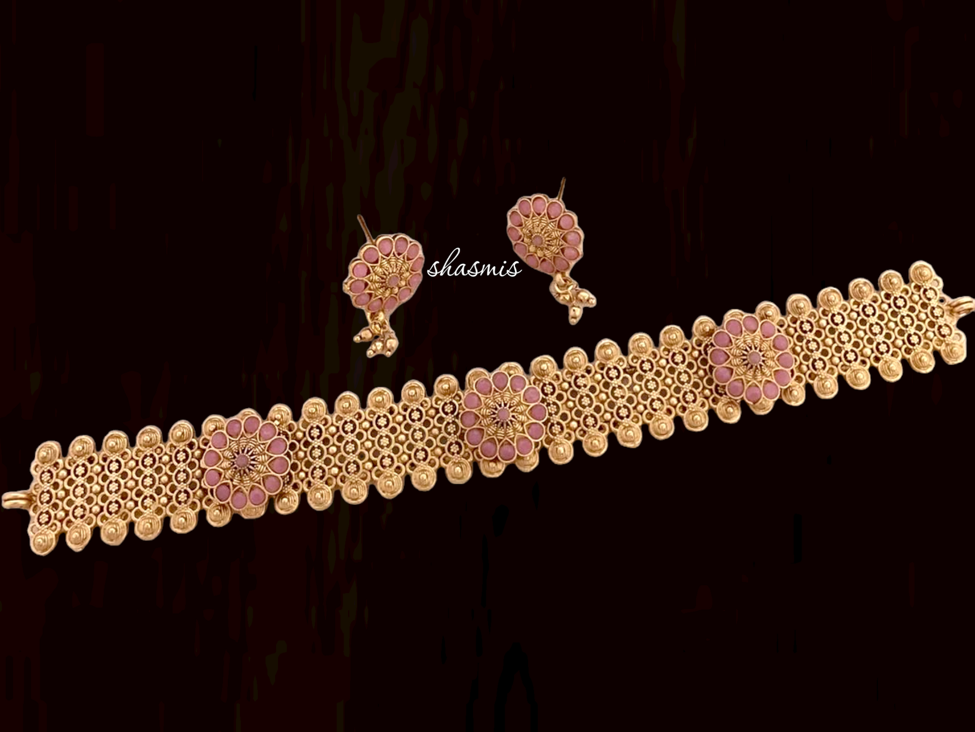 Baby Pink Statement Choker Set