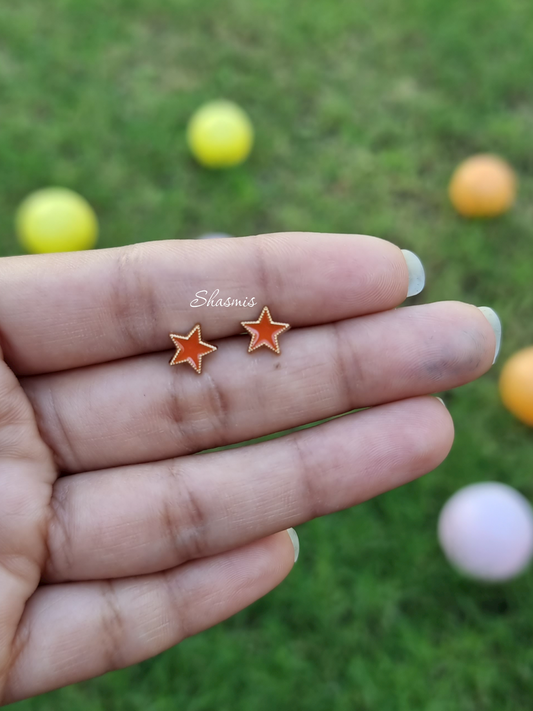 Brown Color Star Design Earrings For Kids, Packed In Gift Box