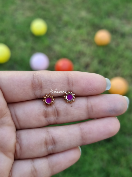 Purple Color Star Design Earrings For Kids, Packed In Gift Box