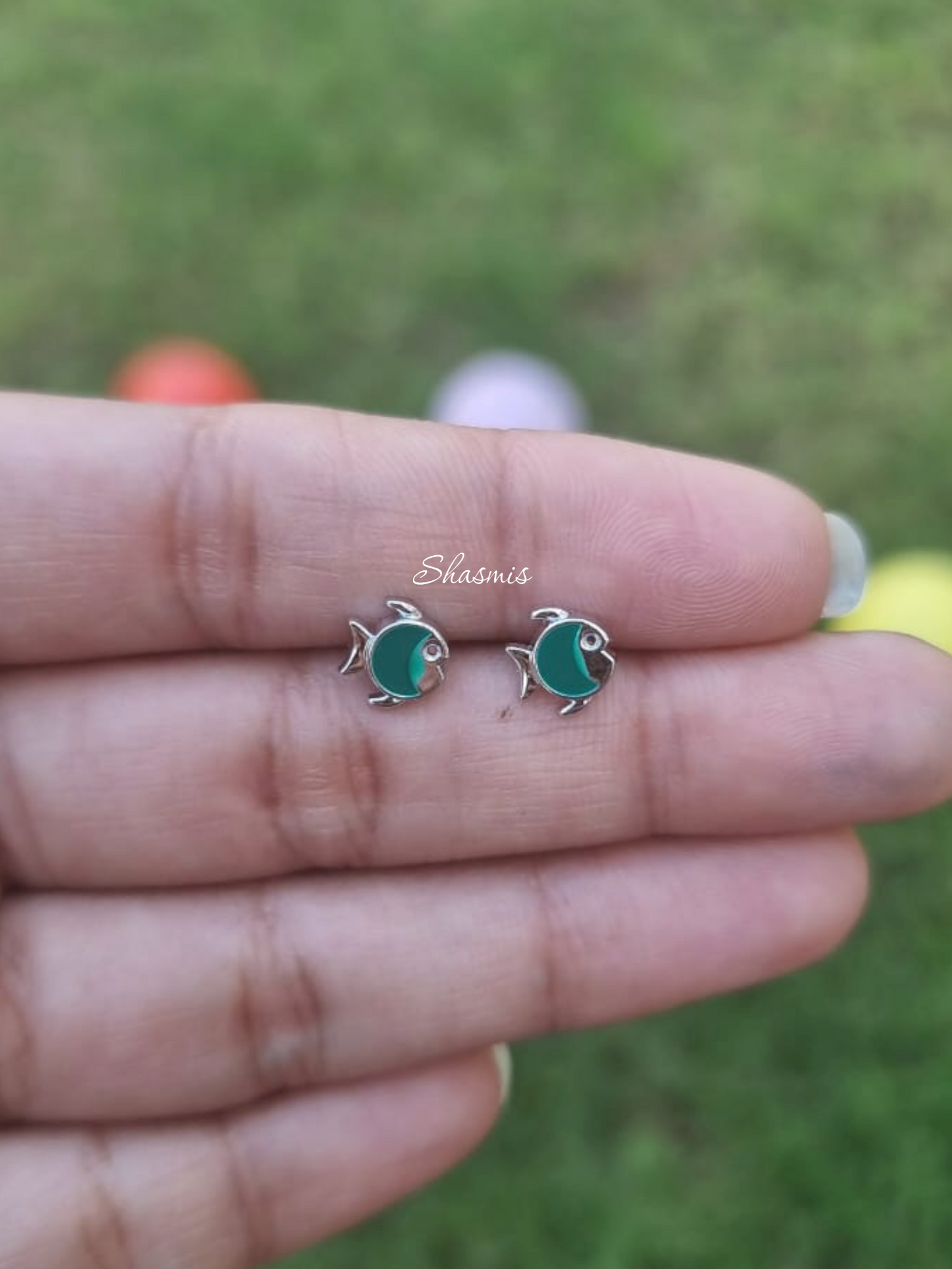 Green Color Fish Desoign Earrings For Kids, Packed In Gift Box