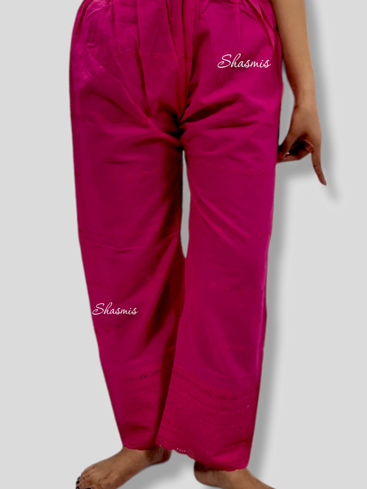 Pink Color Chikankari Plazo With Cut Work At The Bottom