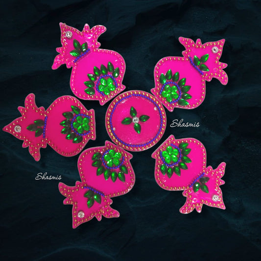 Kalash Shape Rangoli Traditional Studded with Faux Stones Floor Decorations 