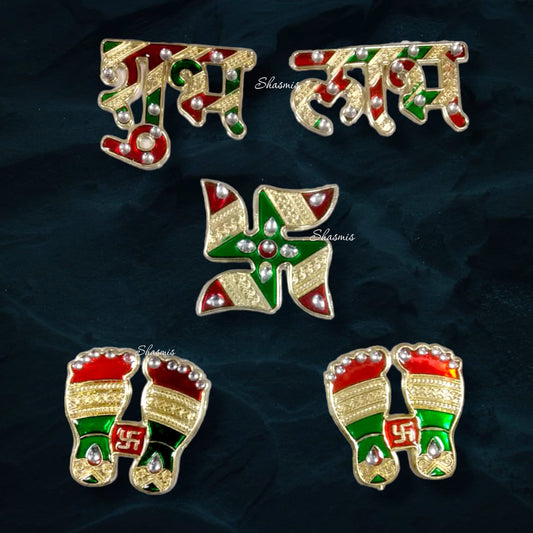 Subhlabh Laxmi Pagala and Swastik Diwali Sticker Set