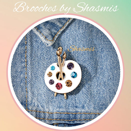Color Palette and Brush Brooch 
