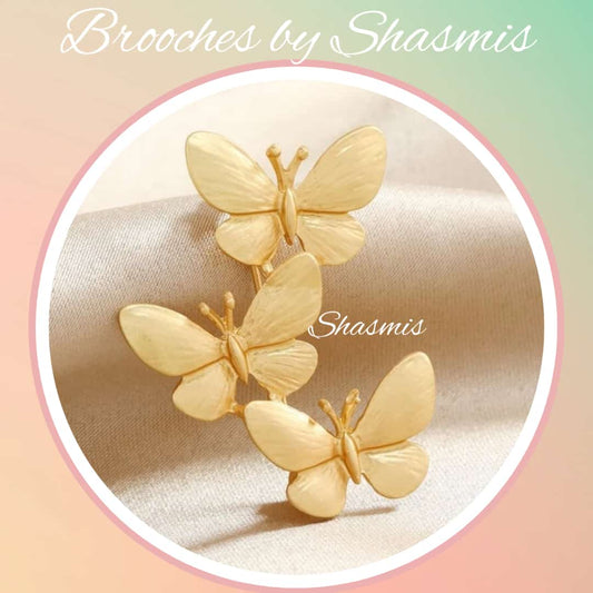 Butterfly Brooch With Gold Matte Finish 