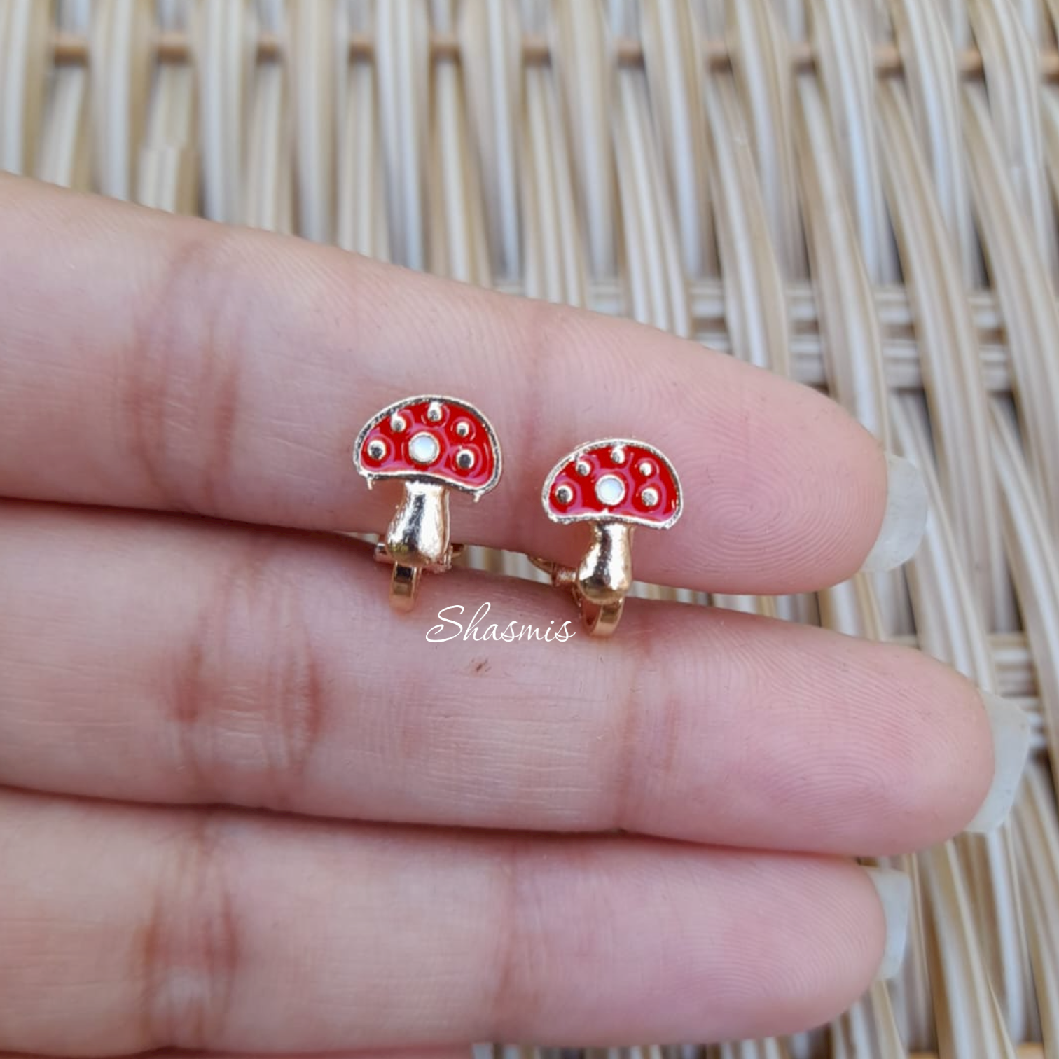 Mushroom clip on shop earrings