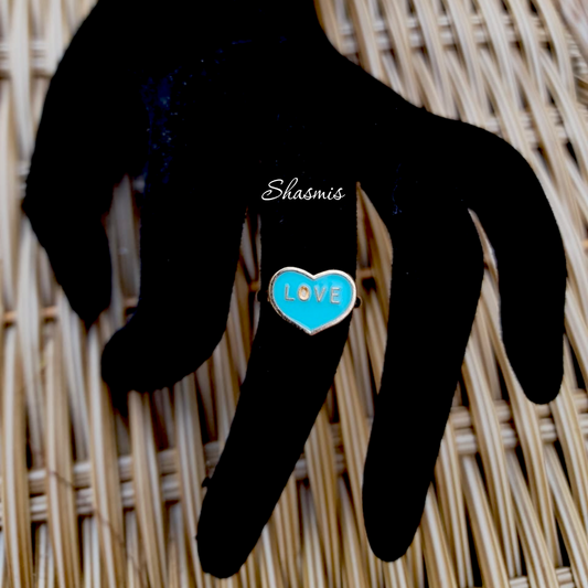 Blue Heart With Love Ring For Kids, Packed In Gift Box