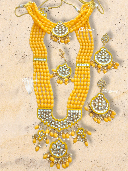 Yellow Color Semi Bridal Necklace