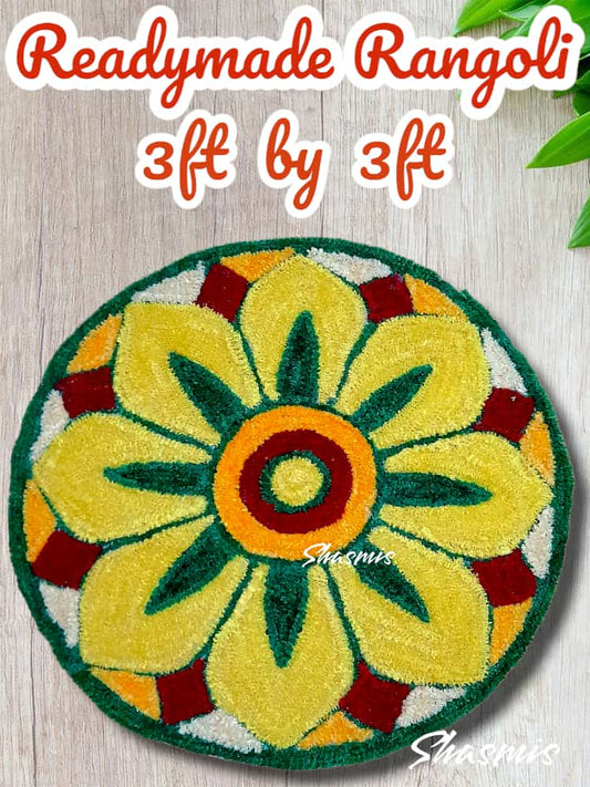 Yellow Flower Design Rangoli 3ft by 3ft 