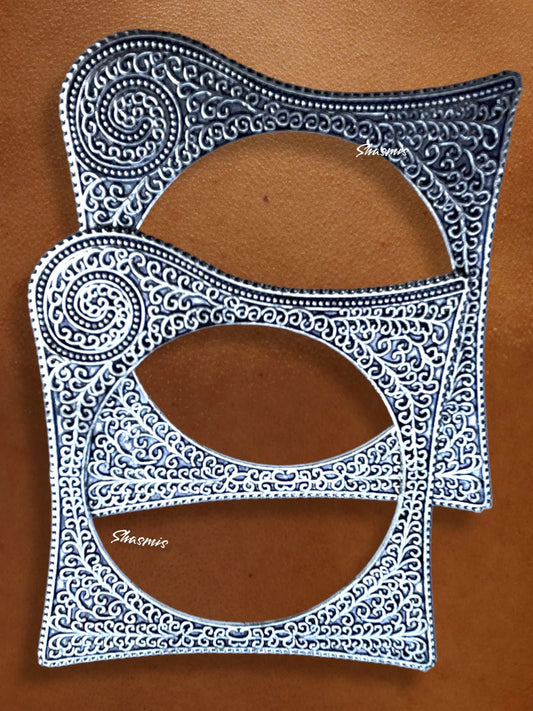 Square Design Silver Bangles 