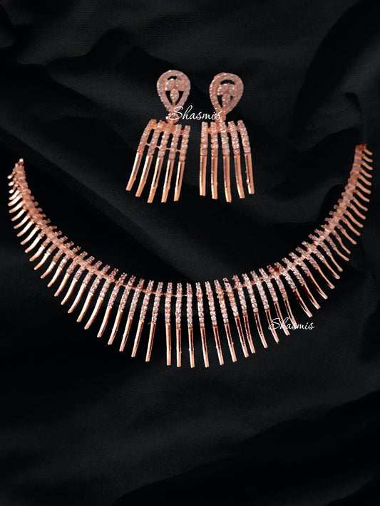 Rose Gold American Diamond Necklace 