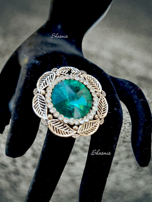 Rama Blue Color Stone Silver Plated Ring