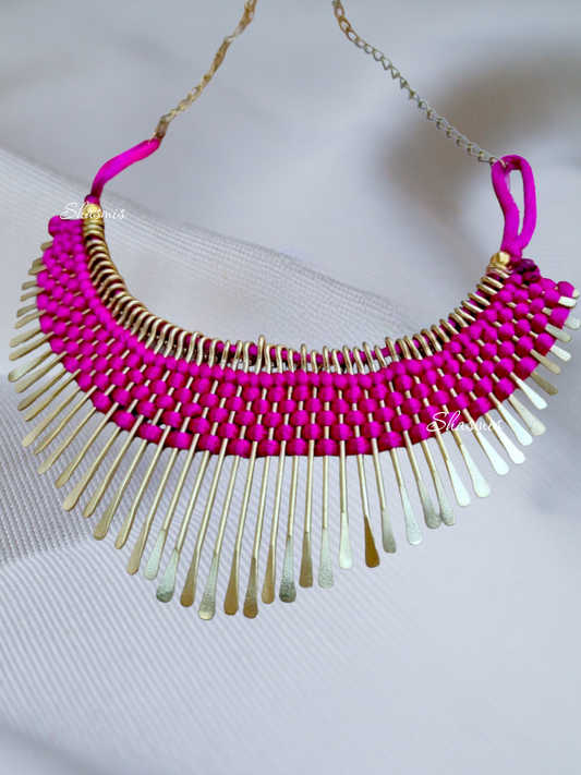 Pink Color Tassel Necklace