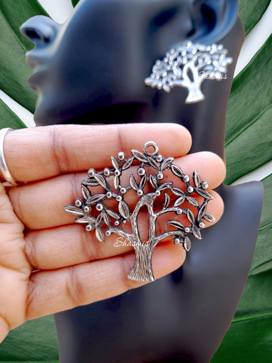 Tree Design Silver Earrings