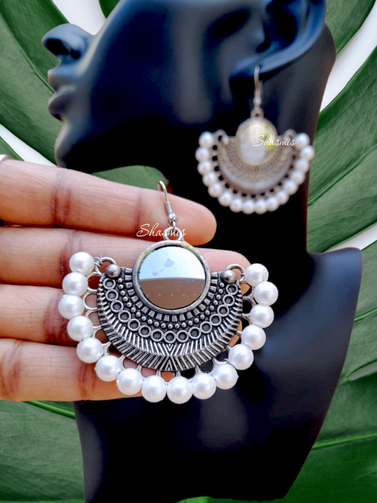 Pearl Silver MirrorEarrings