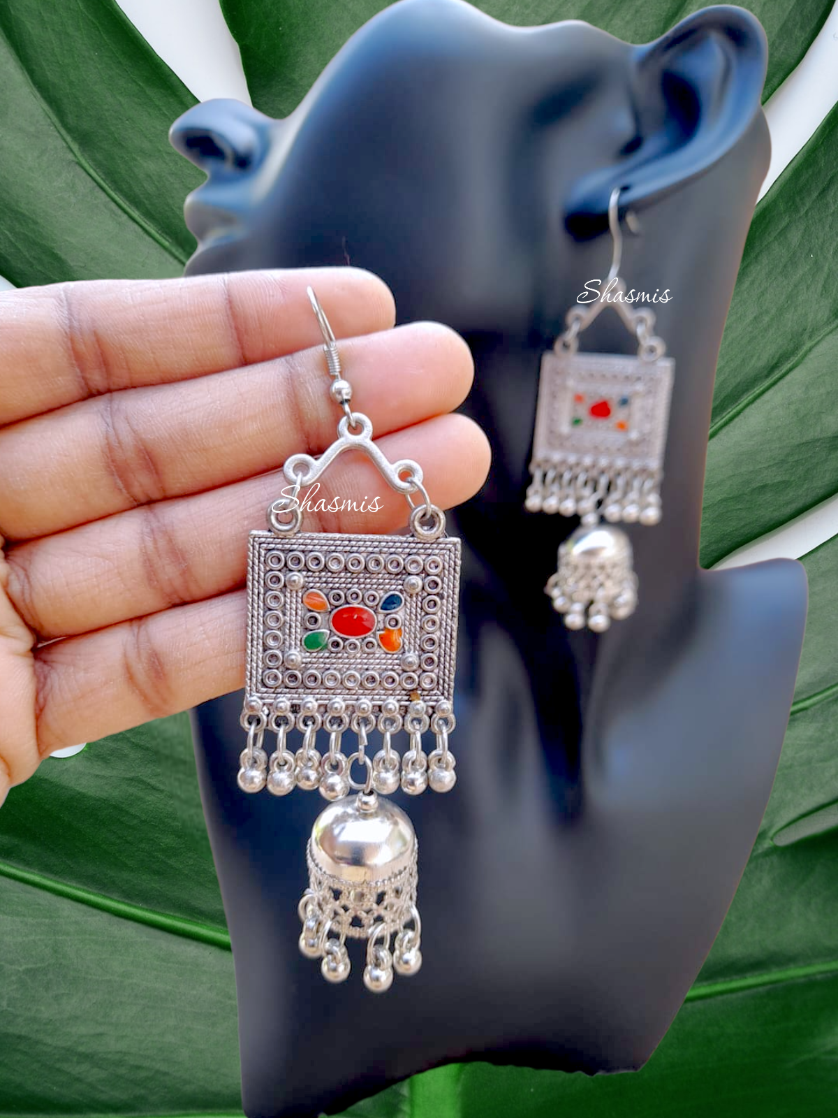 Square on sale jhumka earrings