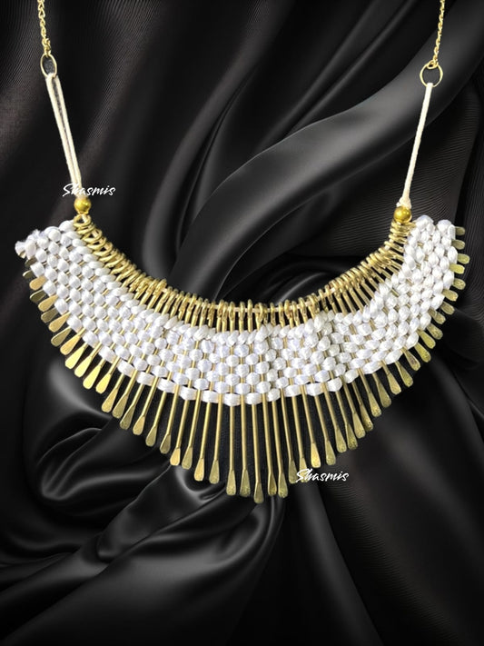 White Tread Fashion Tassel Necklace 