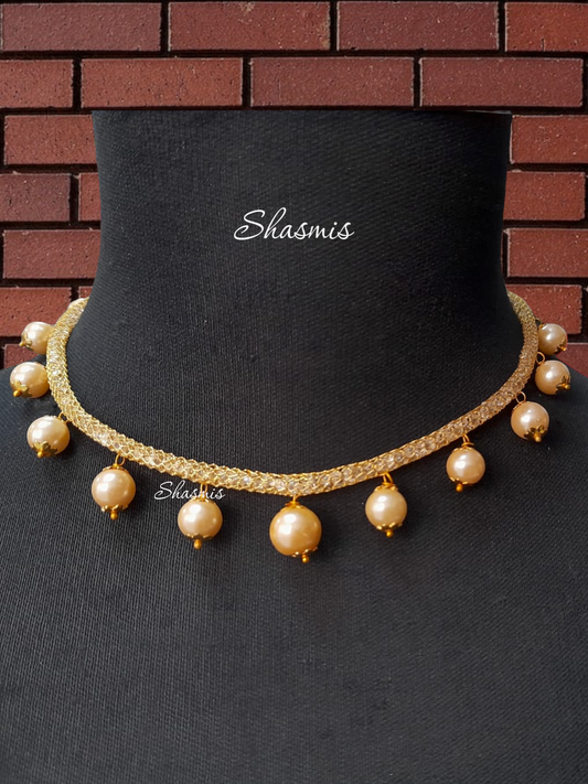 Golden Pearl Necklace 