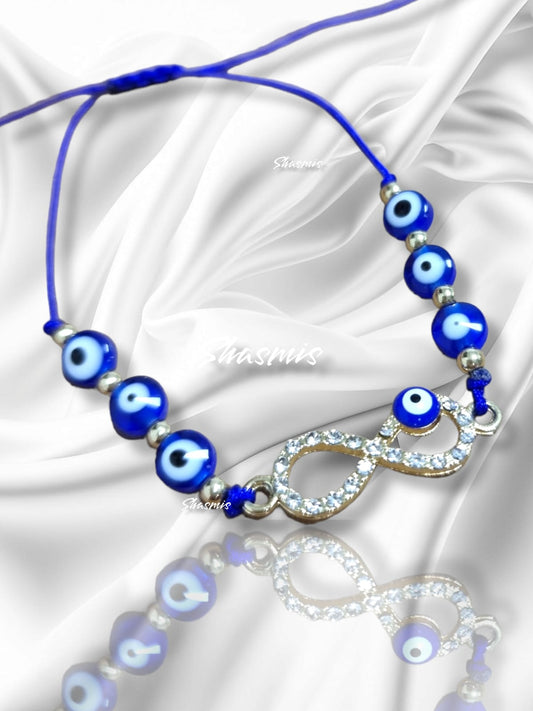 Blue Beads Diamond Evil Eye Bracelets 