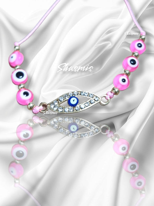 Pink Beads Evil Eye Bracelets