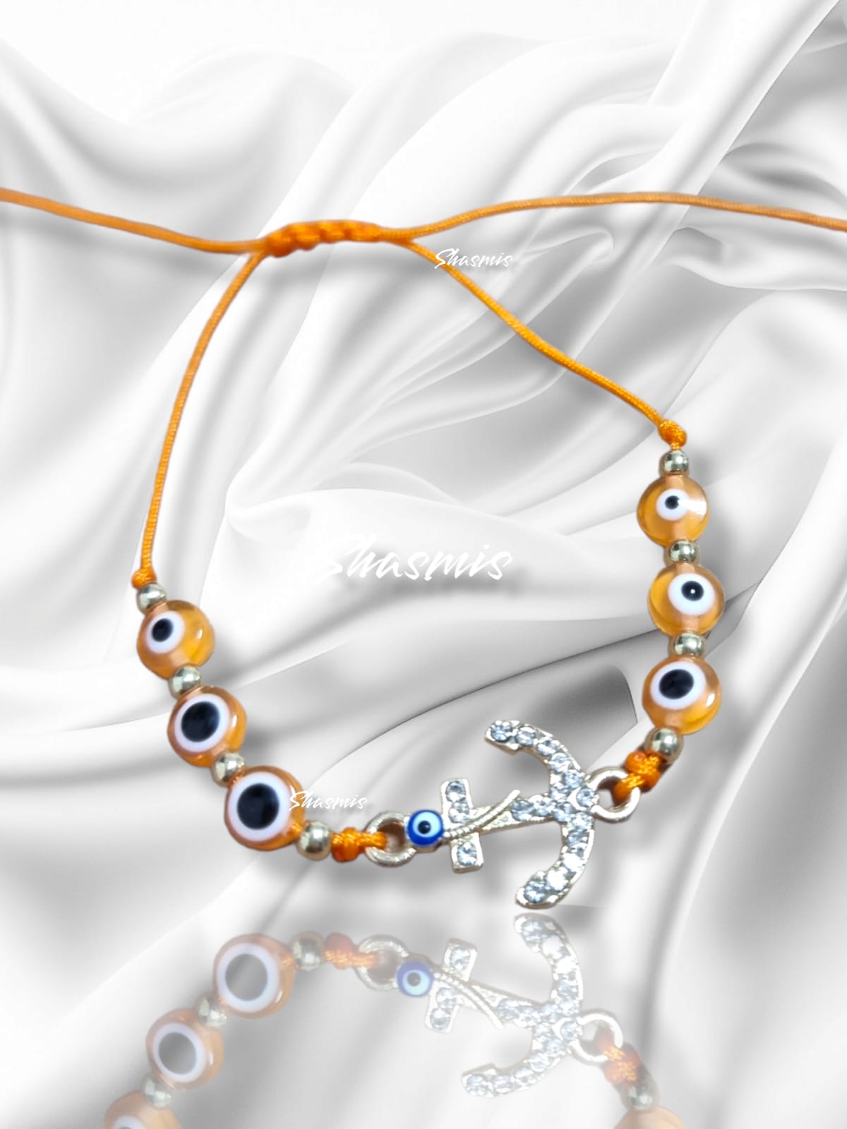 Orange Color Anchor Design Evil Eye Bracelets