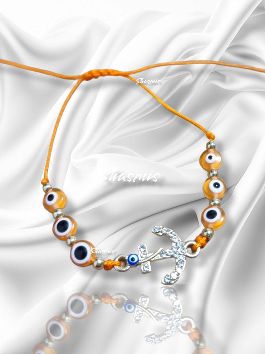 Orange Color Anchor Design Evil Eye Bracelets
