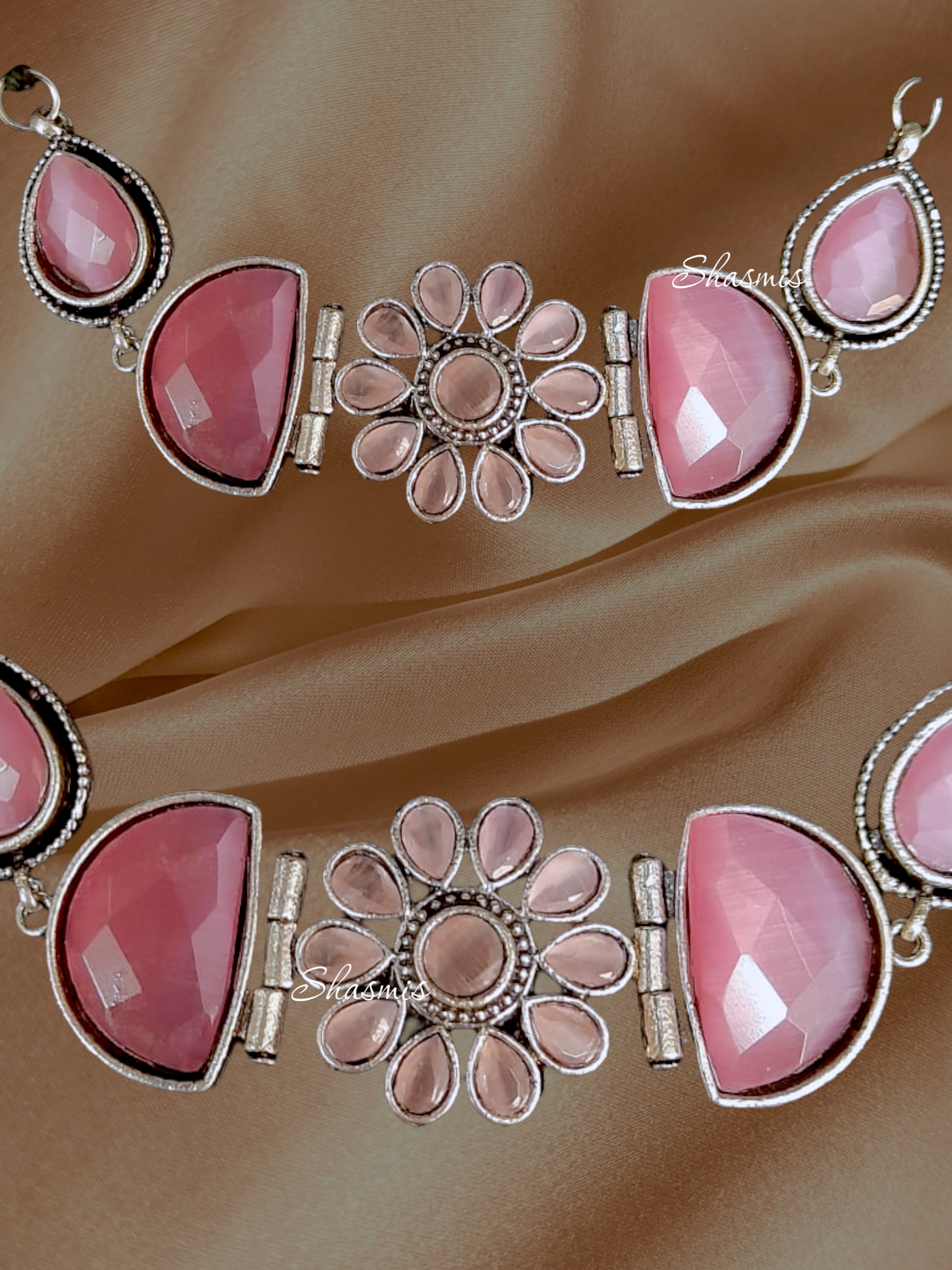 Pink Stone Silver Necklace