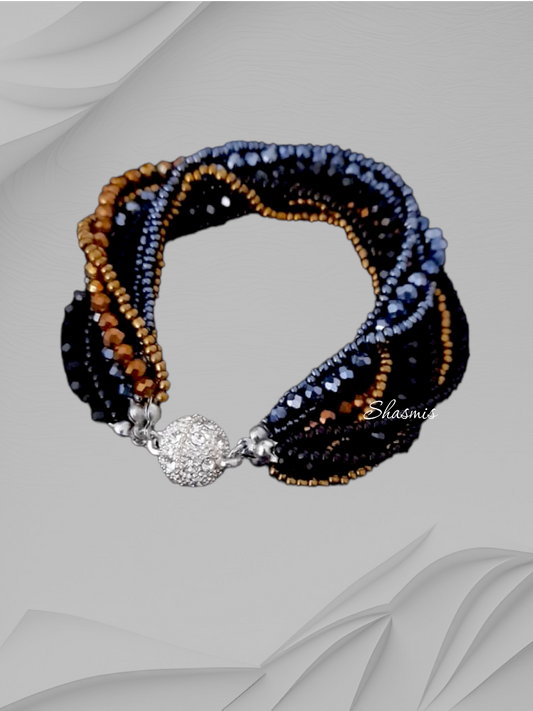 Greyish Blue Sequence Ball Bracelet