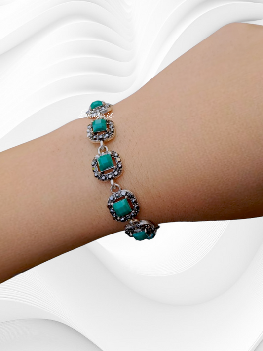 Green Stone Silver Bracelet