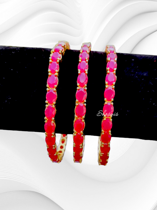 Pink Stones Golden Bangle