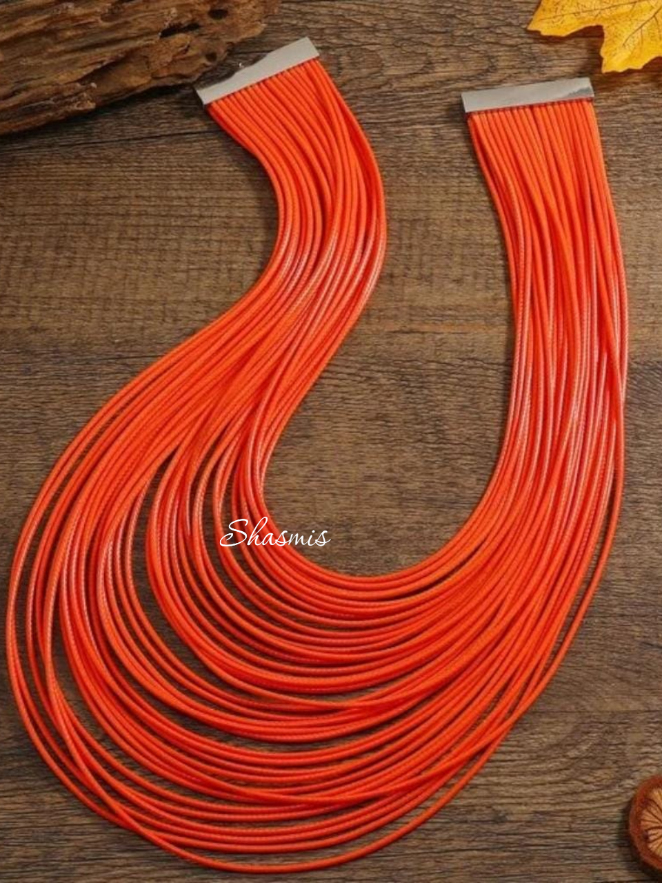 Orange Wired Long Layer Trendy Necklace