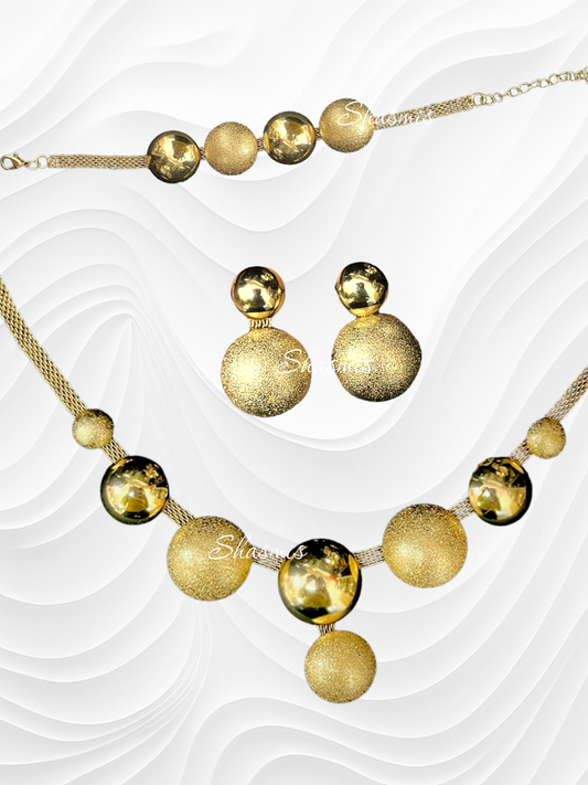 Golden Necklace Combo With Bracelets, Earrings and Ring