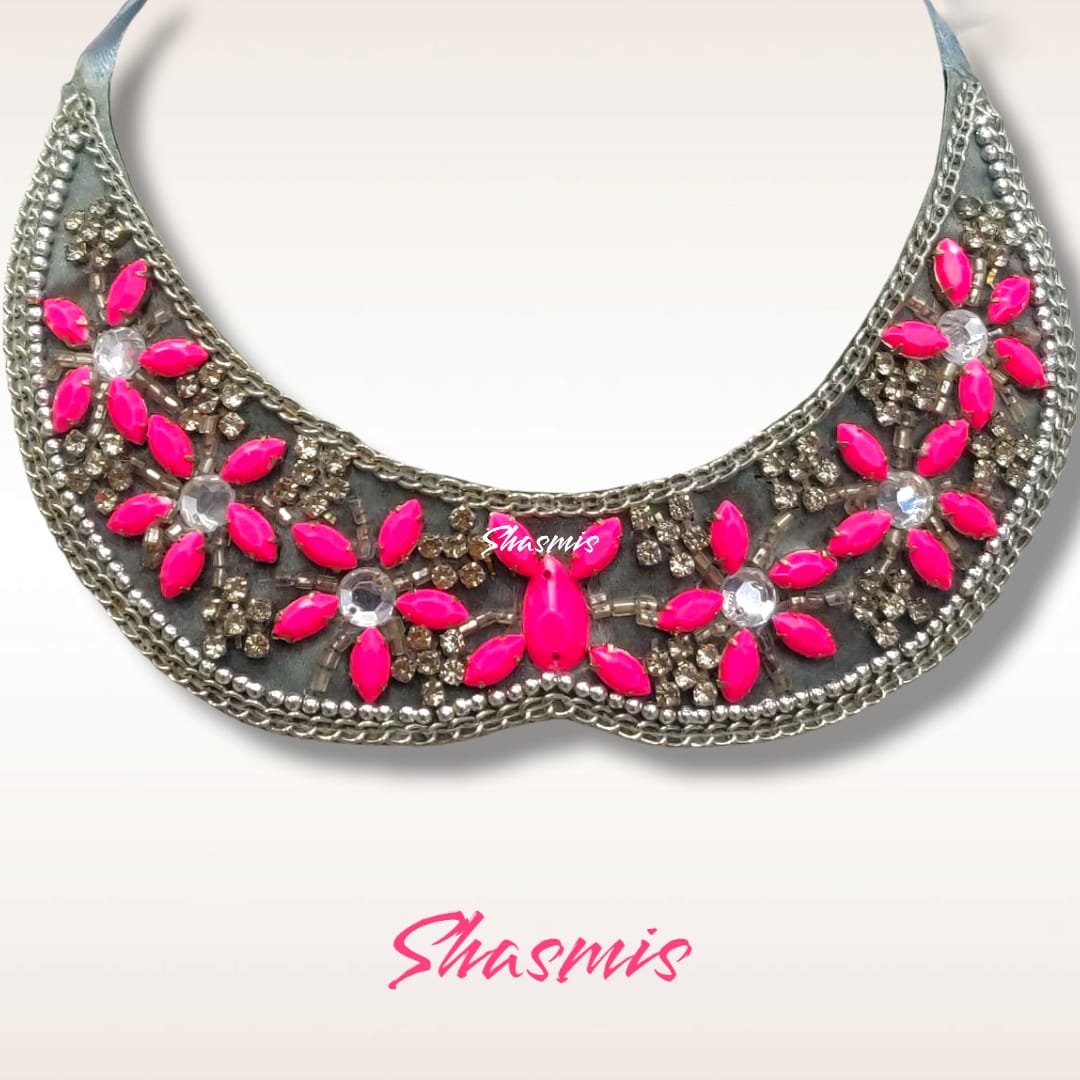 Grey and Pink Color Statement Choker 