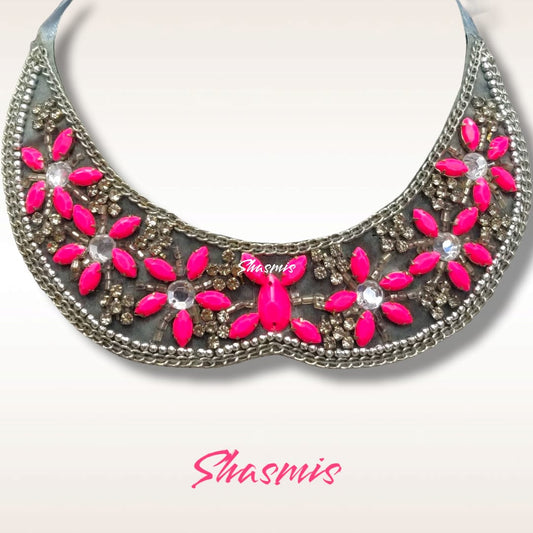 Grey and Pink Color Statement Choker 