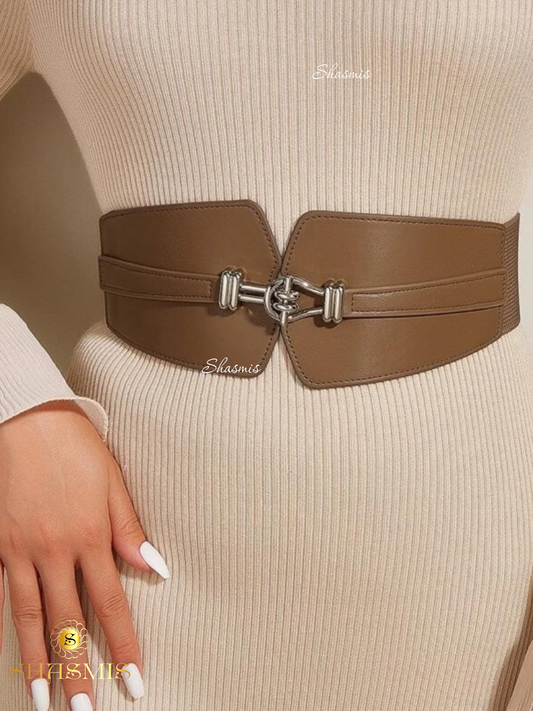 Coffee Color Stretchable Wide Belt